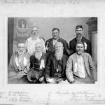 Spencer Graham, seated at far right in the front row, W. O. Medlin and five other surviving soldiers from Co. G, 18th Texas Cavalry attending their 40th Confederate Army reunion which was held in Dallas in 1902. Courtesy Denton Public Library