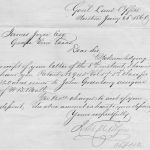 Joyce's land grant was issued by the Texas General Land Office for 320 acres and is dated January 25, 1860. Courtesy of Joyce family