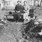 Hemphill sisters Maria and Eveline at "Granny" Hemphill's grave. SHS Archives