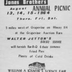 Flyer for the annual Jones family picnic which Bob Jones began for families and took place on his farm around harvest time. Sons Jinks and Emory Jones continued to host the picnic into the 1970s. Courtesy of Jones family