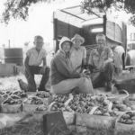 Seen in this 1940s photo are, l-r, Darrell Banks, Lillian Davis, Donald Shockey, and Jim Davis. The Davises owned property that fronted the north side of FM1709 at now-Gateway Plaza. Their property included the small family Easter cemetery, named for e