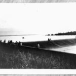 Once the dam was built, the question was how long it would take to fill up. "We knew it depended on the rainfall," Mabel Cate remembered. "It started raining and filled up in a week." Courtesy of Tarrant County College District Archives, Fort Worth