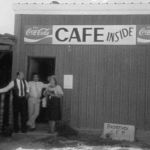 Pictured outside of the Jones Cafe in the late 1970s are Bob Jones's grandsons Bill (left) and Bobby (right) as well as Bobby's stepdaughter, Donna Pockrus. Courtesy of Jones family