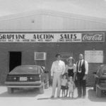 Dr. Bobby Jones poses alongside his stepdaughter, Donna Pockrus, his brother, Dr. Bill Jones and Donna's children outside Jones Cafe. Courtesy of Jones family