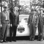 Southlake's first police dept, seen here with mayor Paul Schell are, l-r, chief Keller Austin, officer Lloyd Brown and officer James Davis. Courtesy of City of Southlake