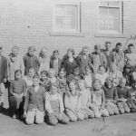 Carroll school class picture, circa 1919. Note the arrows above Alno Bailey and Claude Shivers. They would marry in 1927. Courtesy of Shivers family
