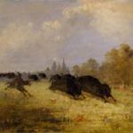 George Catlin painting, "Caddo Indian Chasing Buffalo, Cross Timbers"