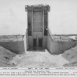 Grapevine Lake control tower under construction, July 1950, U.S. Army Corps of Engineers