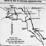 Illustration showing the nine dam sites that were under consideration before Lake Grapevine was put in. All the sites were within a few miles of each other. Dallas Morning News, October 1922